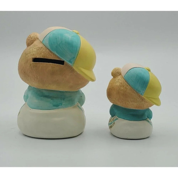 Vintage ENESCO Blue Baby Bears Baseball Caps Bank - Picture 5 of 7